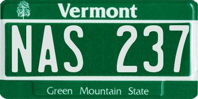 VT license plate NAS237