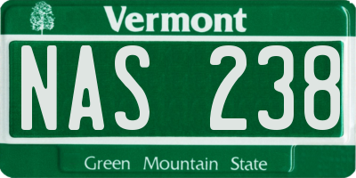 VT license plate NAS238
