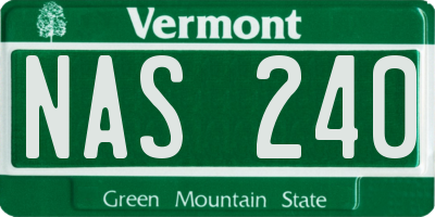 VT license plate NAS240