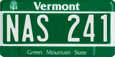 VT license plate NAS241