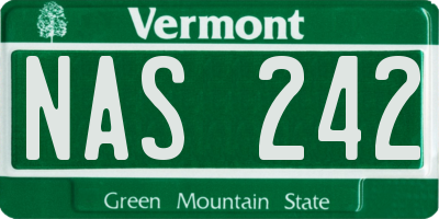 VT license plate NAS242