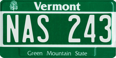 VT license plate NAS243