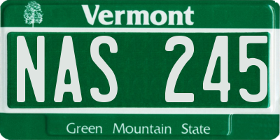 VT license plate NAS245