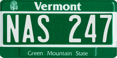 VT license plate NAS247