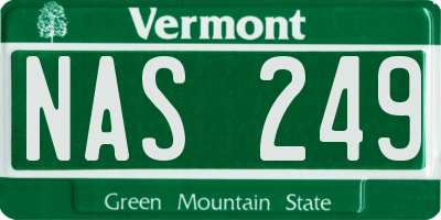 VT license plate NAS249