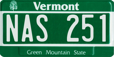 VT license plate NAS251