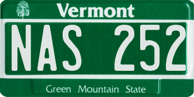 VT license plate NAS252