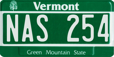 VT license plate NAS254