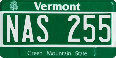 VT license plate NAS255