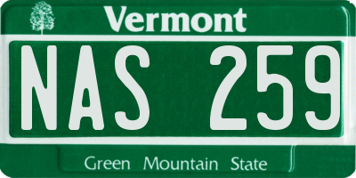 VT license plate NAS259