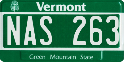 VT license plate NAS263