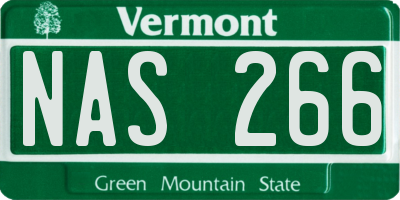 VT license plate NAS266