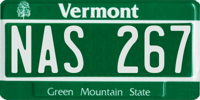 VT license plate NAS267