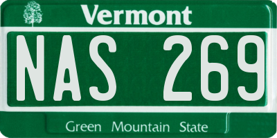 VT license plate NAS269