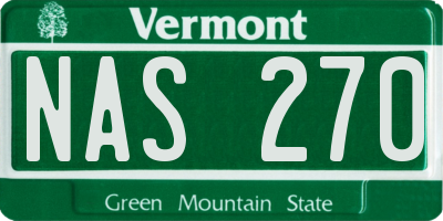 VT license plate NAS270