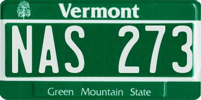 VT license plate NAS273