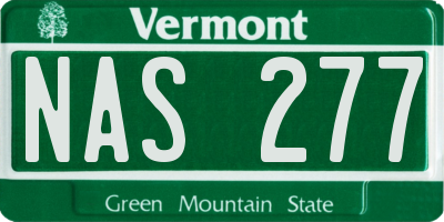 VT license plate NAS277