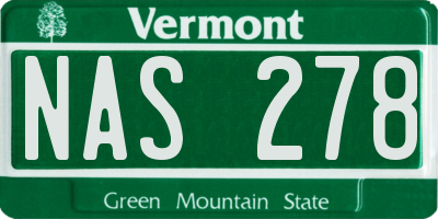 VT license plate NAS278