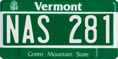 VT license plate NAS281