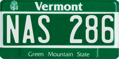 VT license plate NAS286