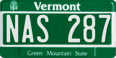 VT license plate NAS287