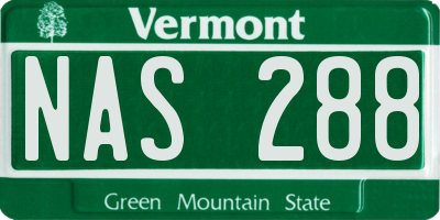 VT license plate NAS288