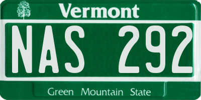 VT license plate NAS292