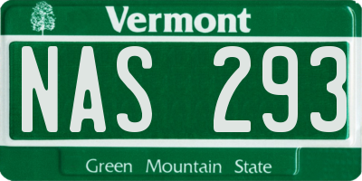 VT license plate NAS293