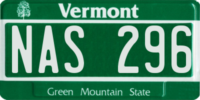 VT license plate NAS296
