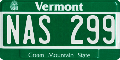 VT license plate NAS299