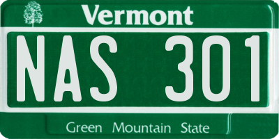 VT license plate NAS301