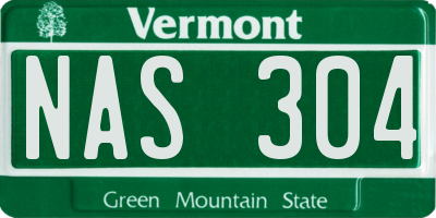 VT license plate NAS304