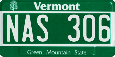 VT license plate NAS306