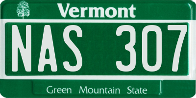 VT license plate NAS307