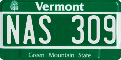 VT license plate NAS309