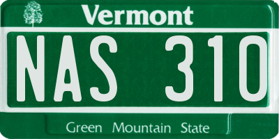 VT license plate NAS310