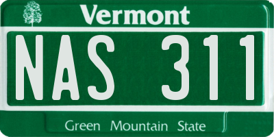 VT license plate NAS311