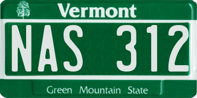 VT license plate NAS312
