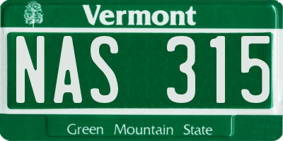VT license plate NAS315
