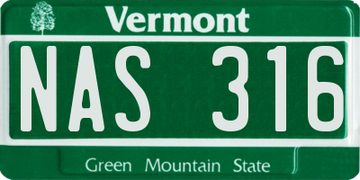 VT license plate NAS316