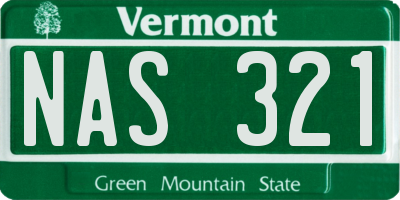 VT license plate NAS321