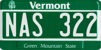 VT license plate NAS322