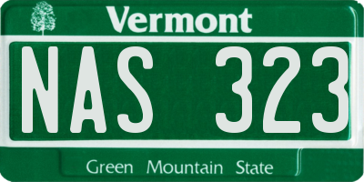 VT license plate NAS323