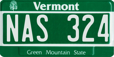 VT license plate NAS324