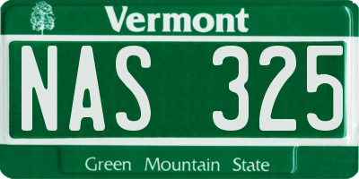 VT license plate NAS325