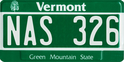 VT license plate NAS326