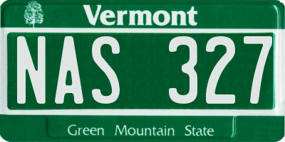 VT license plate NAS327