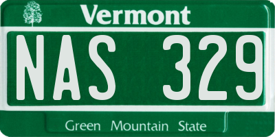 VT license plate NAS329