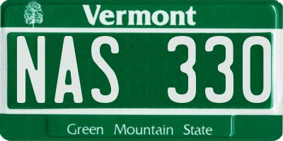 VT license plate NAS330