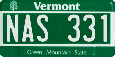 VT license plate NAS331